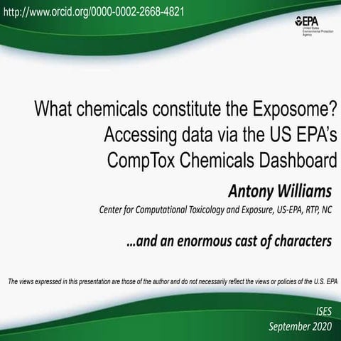 What chemicals constitute the Exposome? Accessing data via the US EPA’s  Comp...