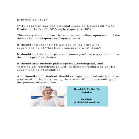 Is Evolution True(7-10 page Critique and personal Essay on Co.docx