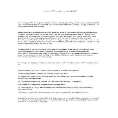 Is forensic dna analysis enough to judge