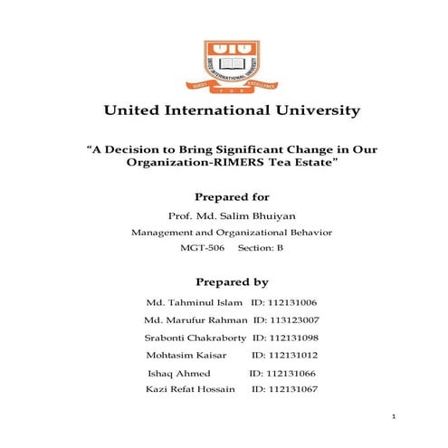 Management and Organization Behavior REPORT, MBA
