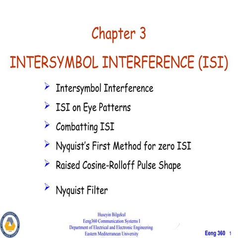 ISI - DC error correction techniques in channel