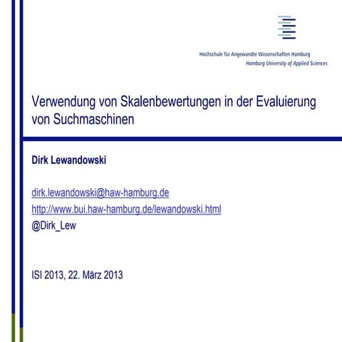 Verwendung von Skalenbewertungen in der Evaluierung von Suchmaschinen