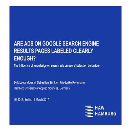 Are Ads on Google search engine results pages labeled clearly enough?