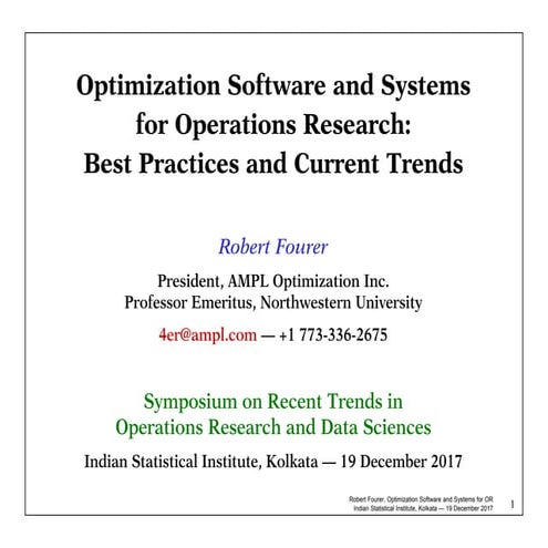 Optimization Software and Systems for Operations Research: Best ...