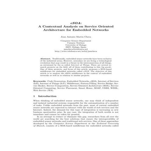 eSOA: A Contextual Analysis on Service Oriented Architecture for Embeddded Ne...