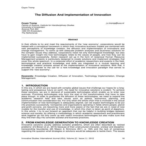 The Diffusion And Implementation of Innovation | PDF