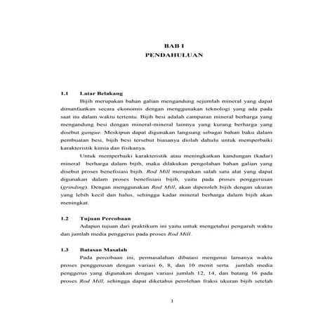 Isi laporan rod mill