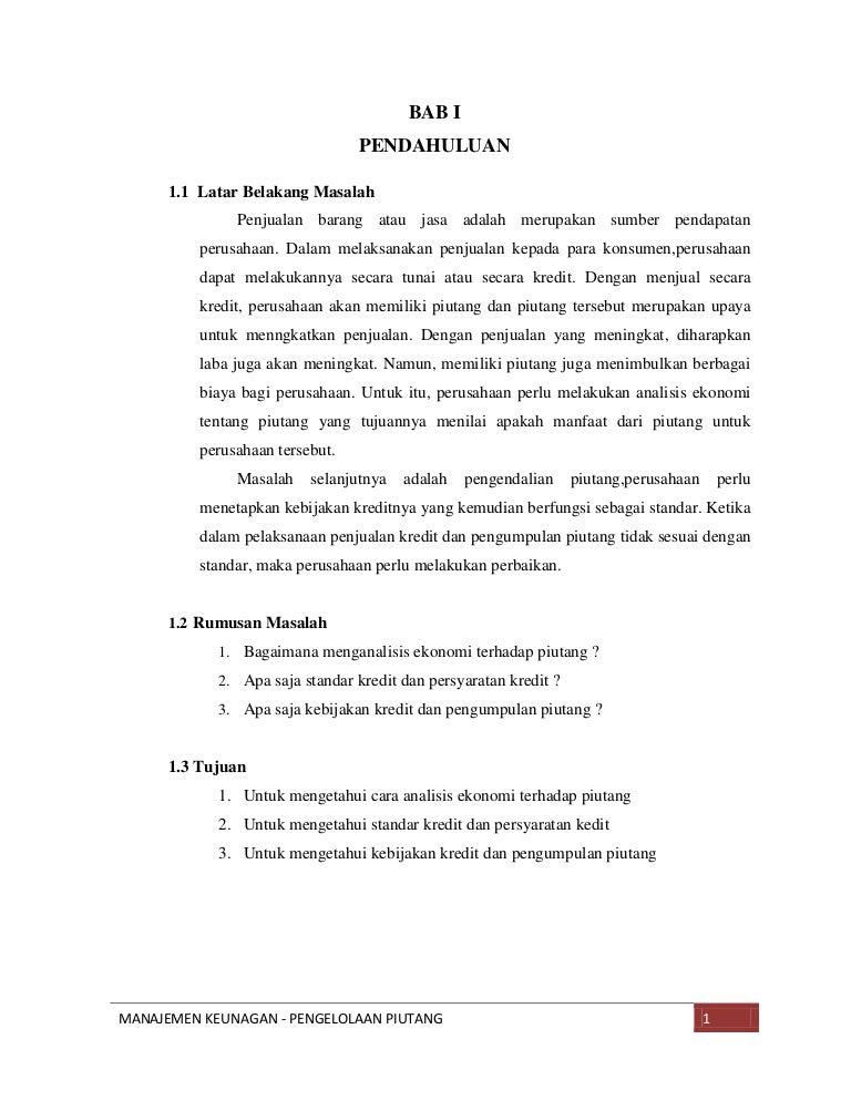 Manajemen Keuangan Pengelolaan Piutang