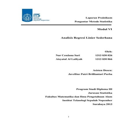 MODUL 6 Regresi Linier Sederhana