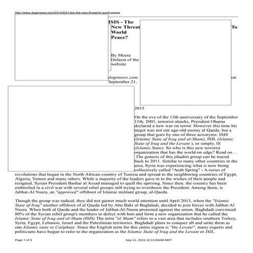 Isis article and questions