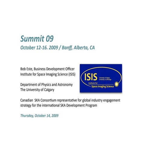 Isis Cybera Summit 2009