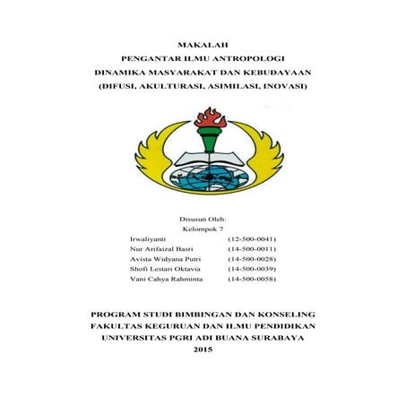 ANTROPOLOGI DINAMIKA MASYARAKAT (DIFUSI, AKULTURASI, ASIMILASI DAN INOVASI