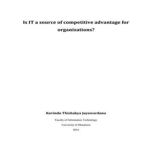 Is it a source of competitive advantage for organizations