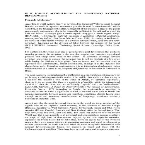 Is it possible accomplishing the national development independent