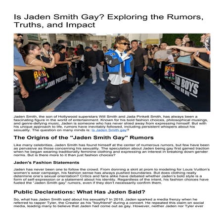 Is Jaden Smith Gay? Exploring the Rumors, Truths, and Impact | PDF