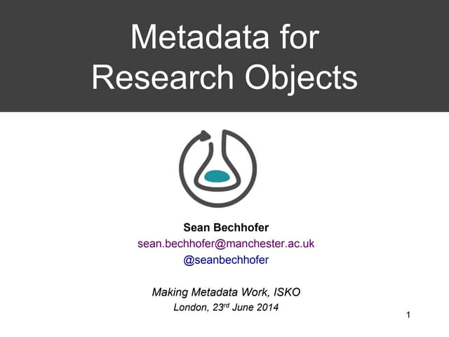 Metadata for Research Objects
