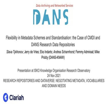 Flexibility in Metadata Schemes and Standardisation: the Case of CMDI and the...