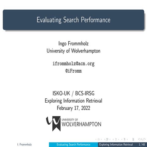 Evaluating Search Performance