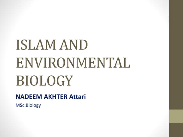 Islam and environmental biology Msc Biology