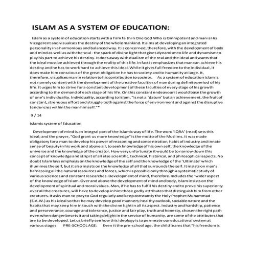 Islam as a system of education