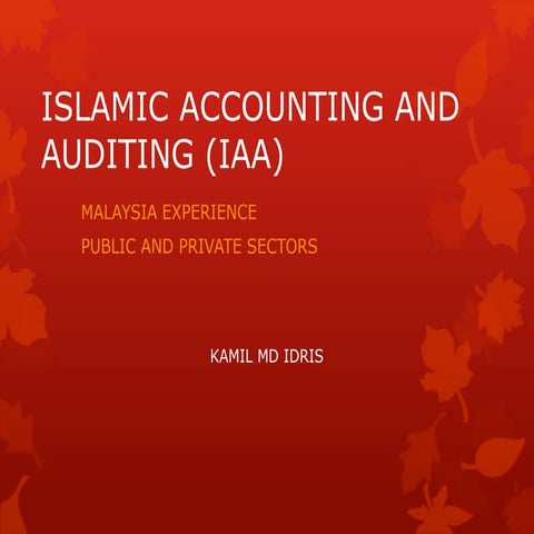 Islamic accounting and auditing (iaa)