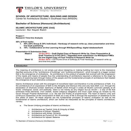 Islamic architecture arc 2342 project 1 brief august 2015