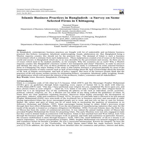 Islamic business practices in bangladesh –a survey on some selected firms in ...