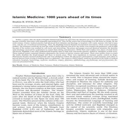 Islamic medicine ahead of its time | PDF