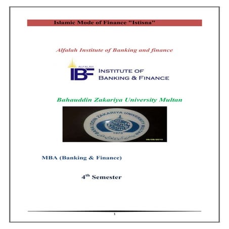 Islamic mode of finance istisna
