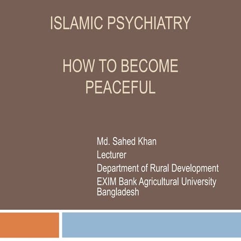 Islamic psychiatry   how to become peaceful