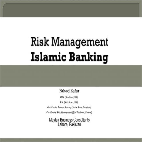 Risk Management - Islamic Banking