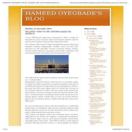 Islamic sim  to be showcased in Africa