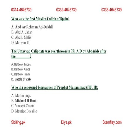 Islamic Studies MCQs From CSS Past Papers.pptx