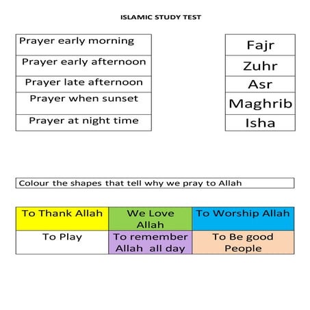 Islamic study midtest 2 | DOCX