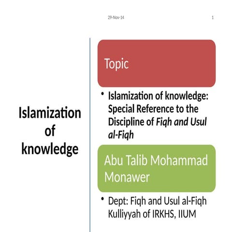 Islamization of knowledge: Special Reference to the Discipline of Fiqh ...