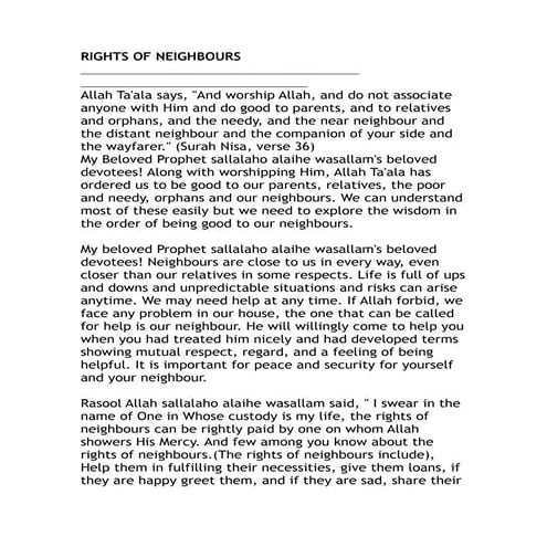 The Rights of the Neighbours | PDF