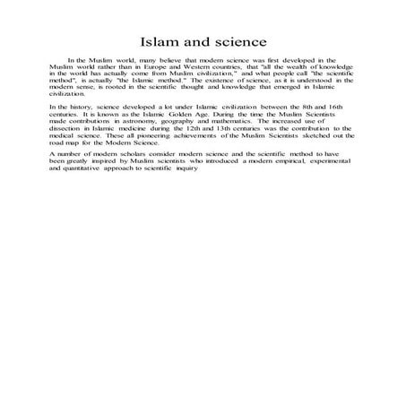 Islam and science | DOC
