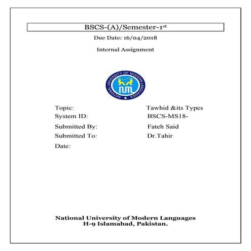 Tawhid and its Types 