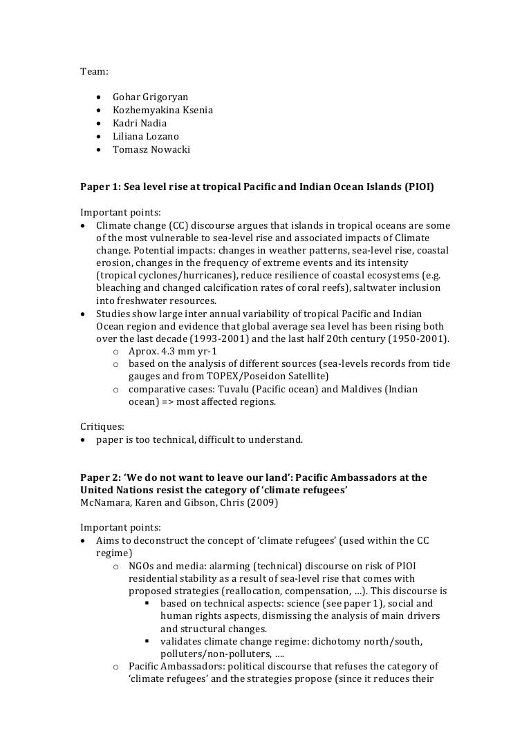 Climate Change and Island states