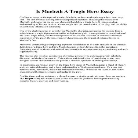 Is Macbeth A Tragic Hero Essay