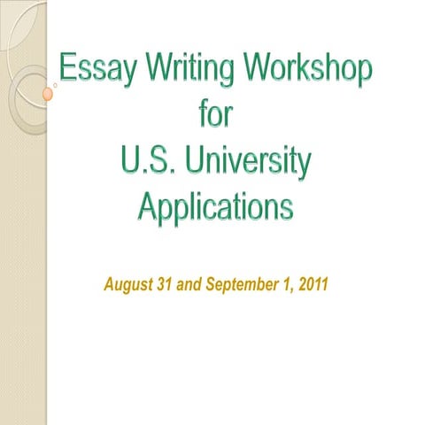 ISM Essay Writing Workshops