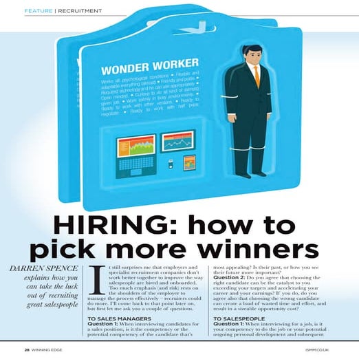 Improve your sales recruitment process and hire more winners.