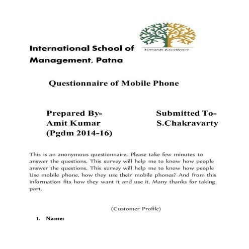 Questionnaire on Mobile usage | PDF