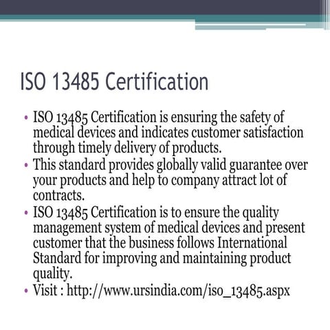 Iso 13485 certification