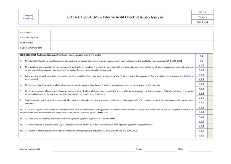 internal audit checklist ภาษา ไทย 2016