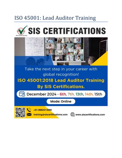 ISO 45001 Lead Auditor Training Course1 | PDF | Business | Business and ...