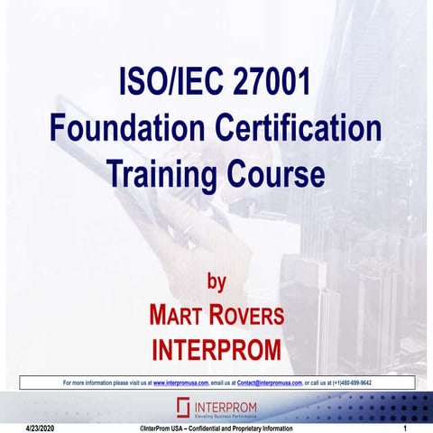 Iso iec 27001 foundation training course by interprom