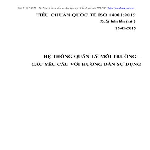 Iso14001: 2015 BY TDUNG