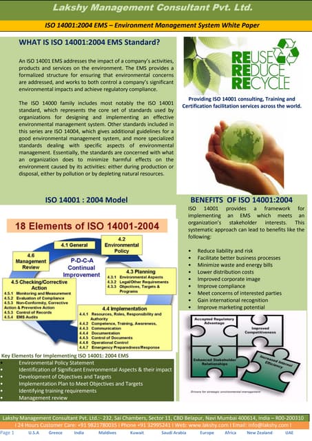 Introduction to Environmental Management & ISO14001 | PPT