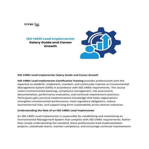 ISO 14001 Lead Implementer Salary Guide and Career Growth | PDF